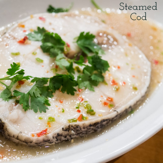 Thai-Style-Steamed-Chilean-Seabass-Cod-Fish-Steak Dish The Fish