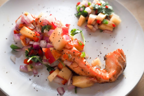 KING SALMON WITH PEACH SALSA RECIPE