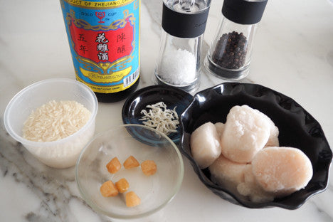 PORRIDGE WITH TWIN SCALLOPS & DRIED ANCHOVIES