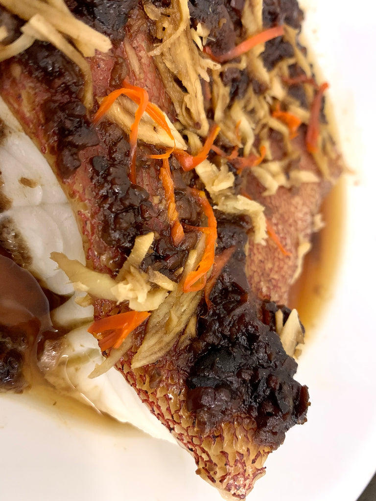 pat chun black bean garlic red grouper fish fillet
